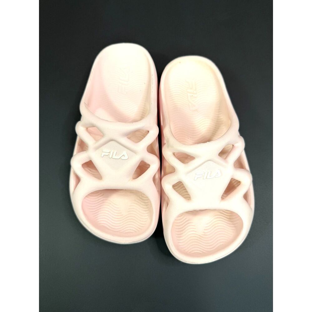 Fila Light Pink Cutout Slide Sandals Cushioned Comfort Slip on Women's Size 7